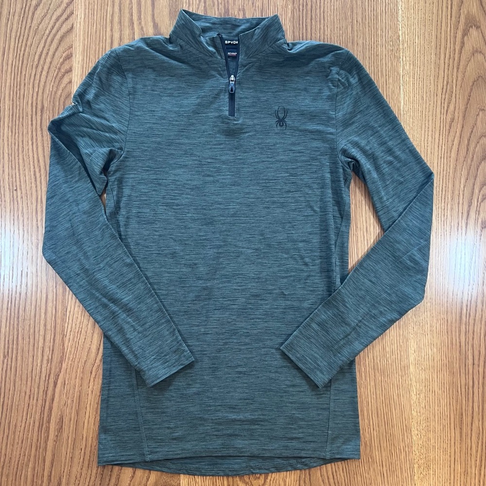 Men's Spyder Medium Active Performance 1/4 Zip Pullover Shirt Heather Gray A5‎